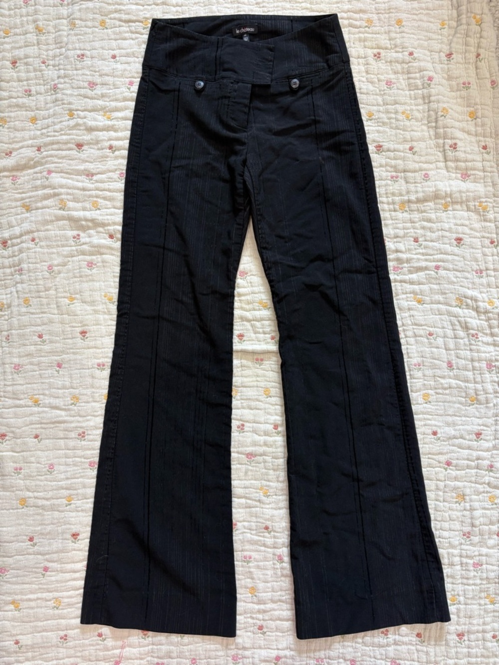 le château Black Pinstripe Wide-Leg Trousers - Picture 2 of 7